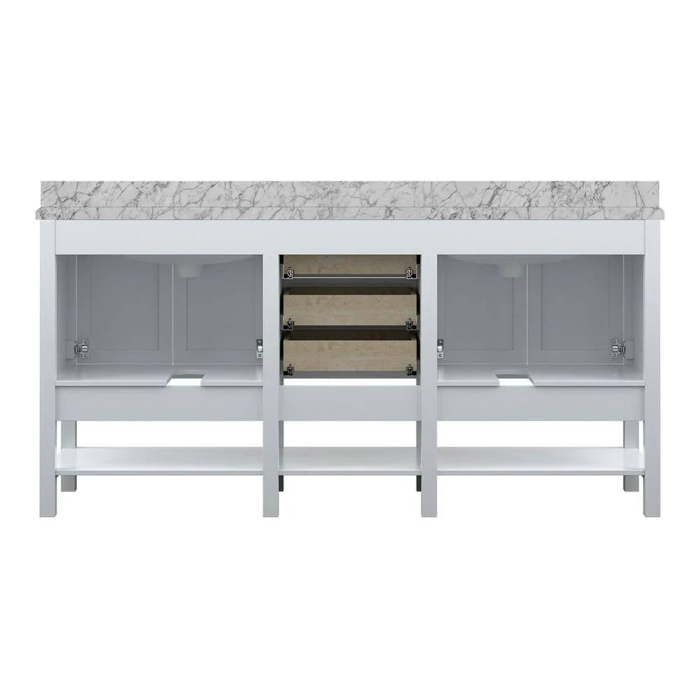 Affinity 72" Double Sink Vanity with White & Gray Carrara Marble Top