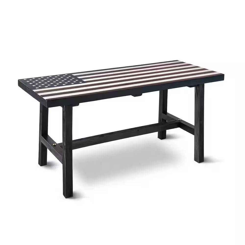 Outdoor Patio Backyard Garden Bench with American Flag Design - Free Shipping