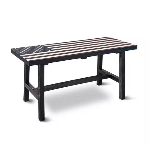 Outdoor Patio Backyard Garden Bench with American Flag Design - Free Shipping