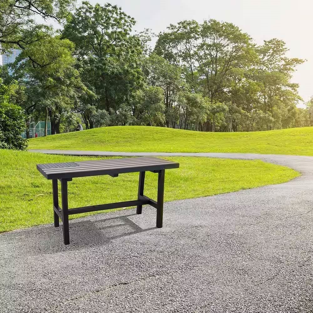 Outdoor Patio Backyard Garden Bench with American Flag Design - Free Shipping
