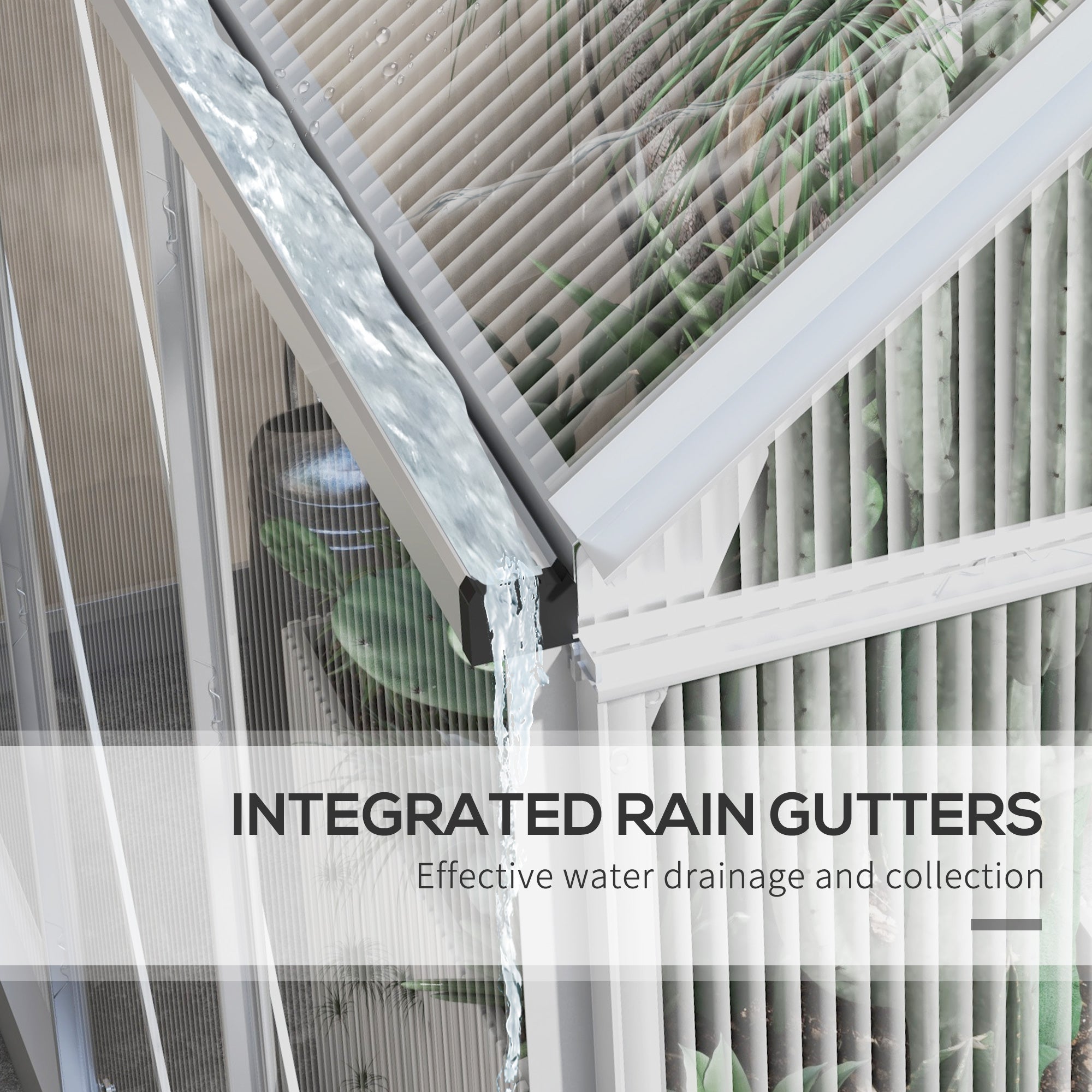 Outsunny Walk-In Greenhouse 6' x 6' Polycarbonate Aluminium Frame Sliding Door Window Foundation Silver