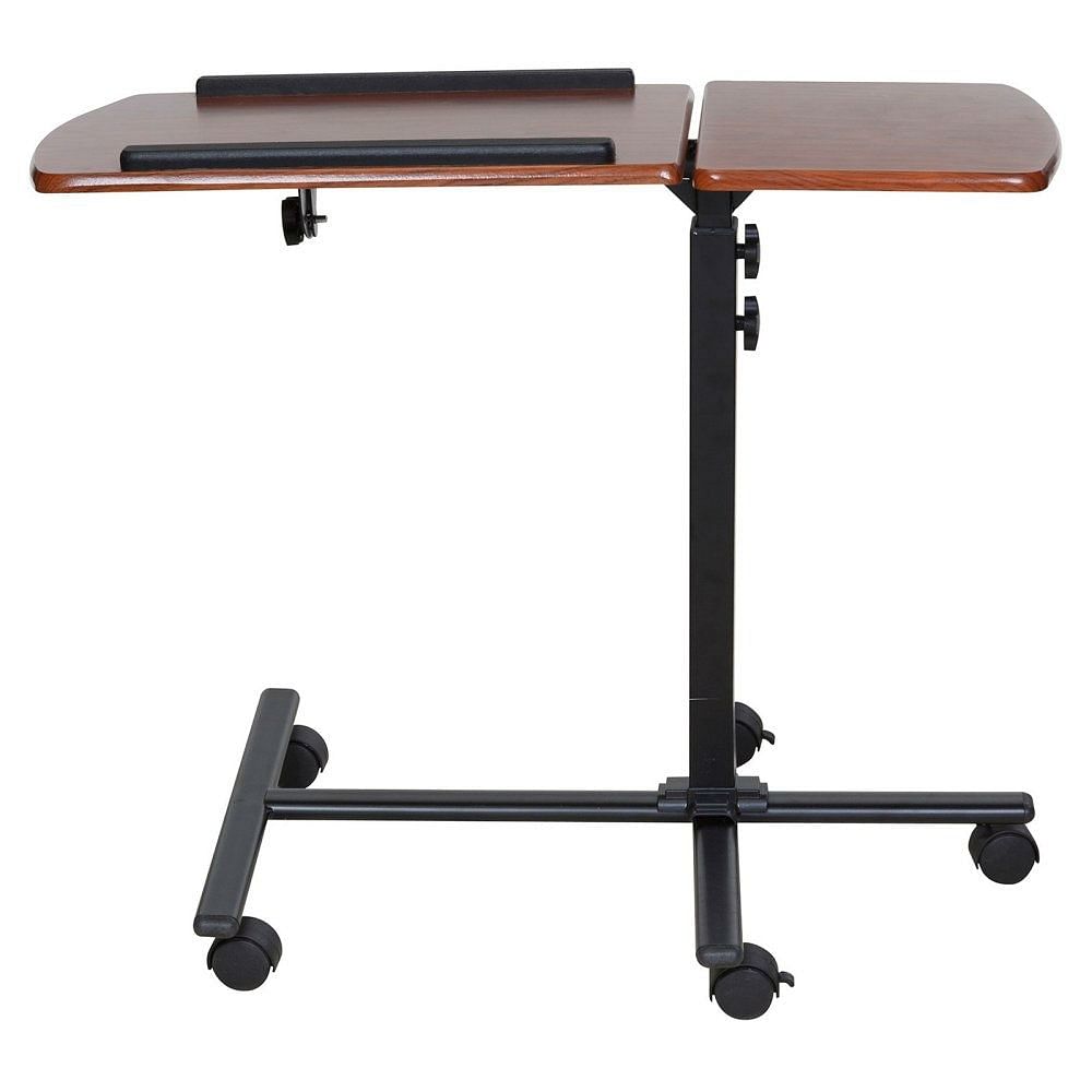Adjustable Height Laptop Cart Computer Desk in Cherry Finish - Free Shipping