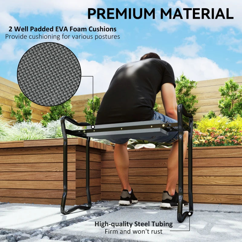 Garden Kneeler and Seat Stool, Folding Gardening Stool Kneeling Chair with Thicken Pad and Handles