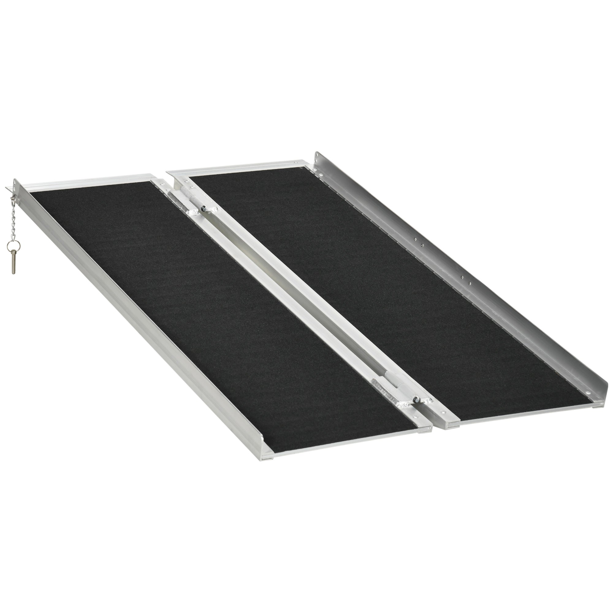 HOMCOM 4ft Portable Wheelchair Ramp: Aluminum, Durable, Foldable Mobility Aid, Non-Skid PVC Surface for Safety