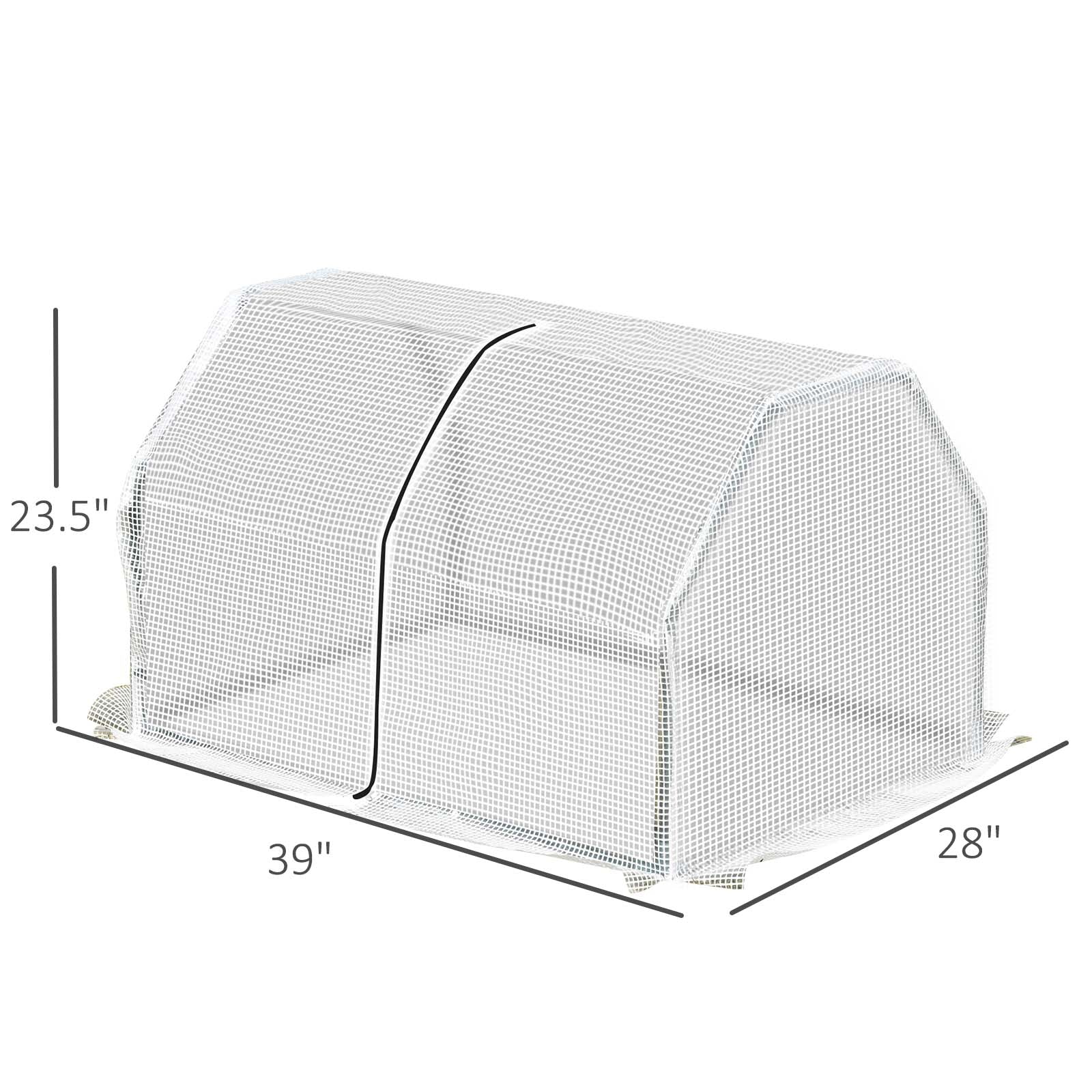 Outsunny Mini Greenhouse: 39"x28"x24" Portable PE Cover & Steel Frame with Zipper Door