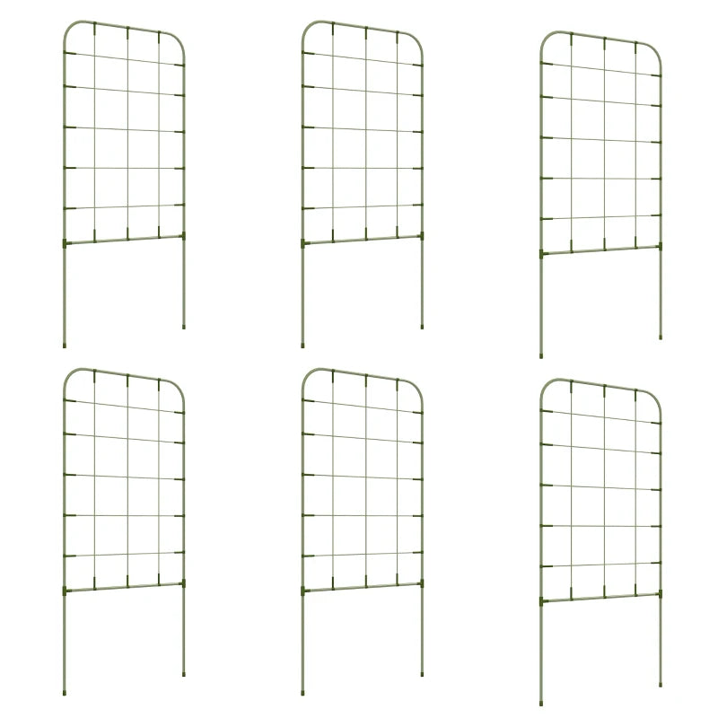 6-Piece Plant Support Set, Trellis for Climbing Plants, Garden Stakes, Steel, Green, 40 x 90 cm
