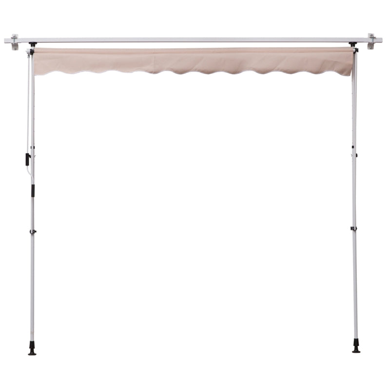 6.6'x5' Manual Retractable Patio Awning Window Door Sun Shade Deck Canopy Shelter Water Resistant UV Protector Beige