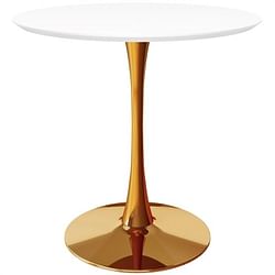 Modern Classic 36-inch Round Pedestal Dining Table with White Top and Gold Base - Free Shipping