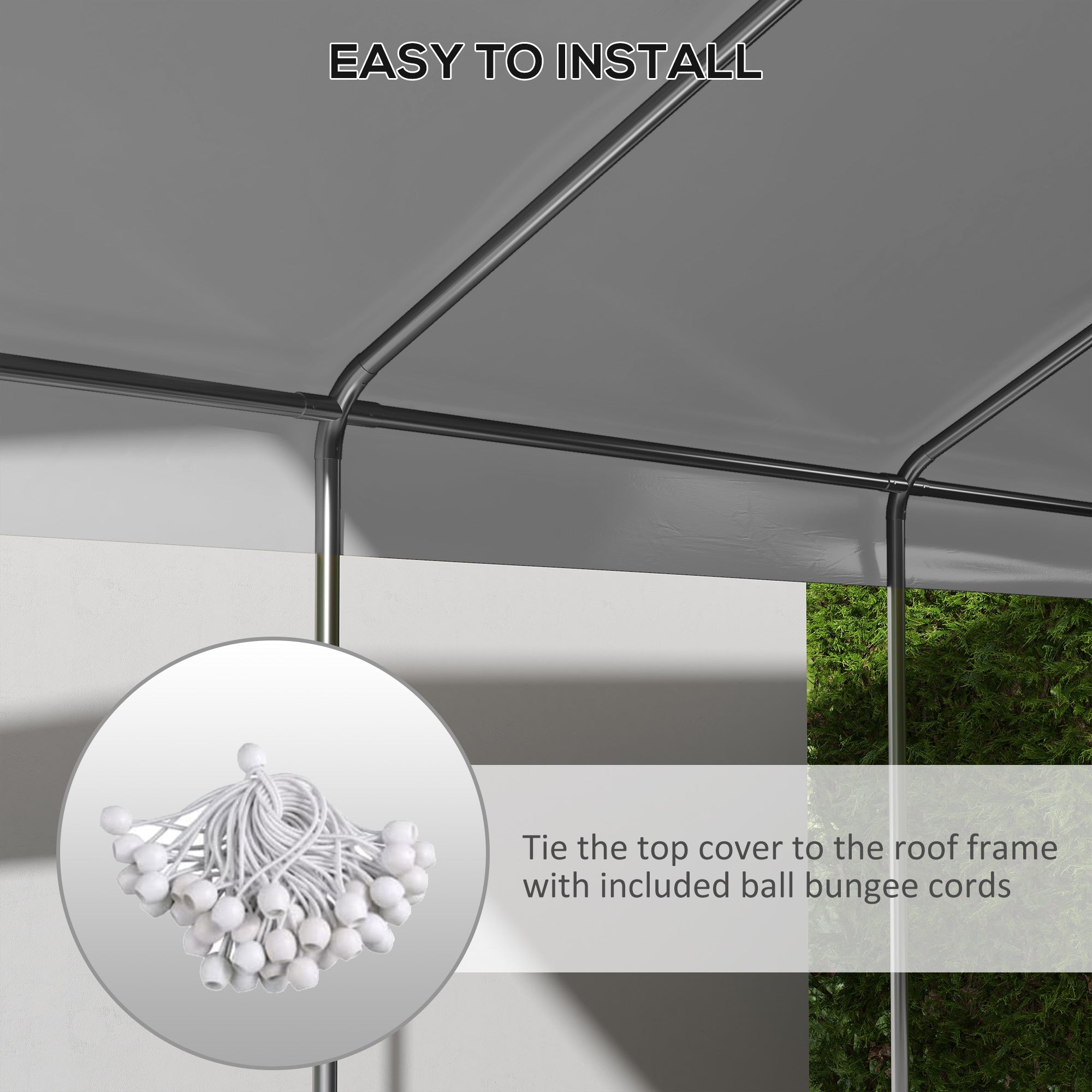 Outsunny 10 x 20ft Carport Replacement Canopy, UV Resistant Garage Car Cover with Ball Bungee Cords, White