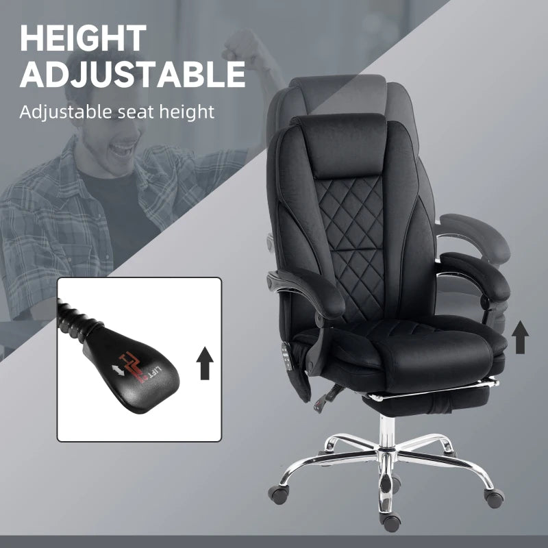 Massage Office Chair, Reclining Computer Chair with Adjustable Height and Footrest, Black