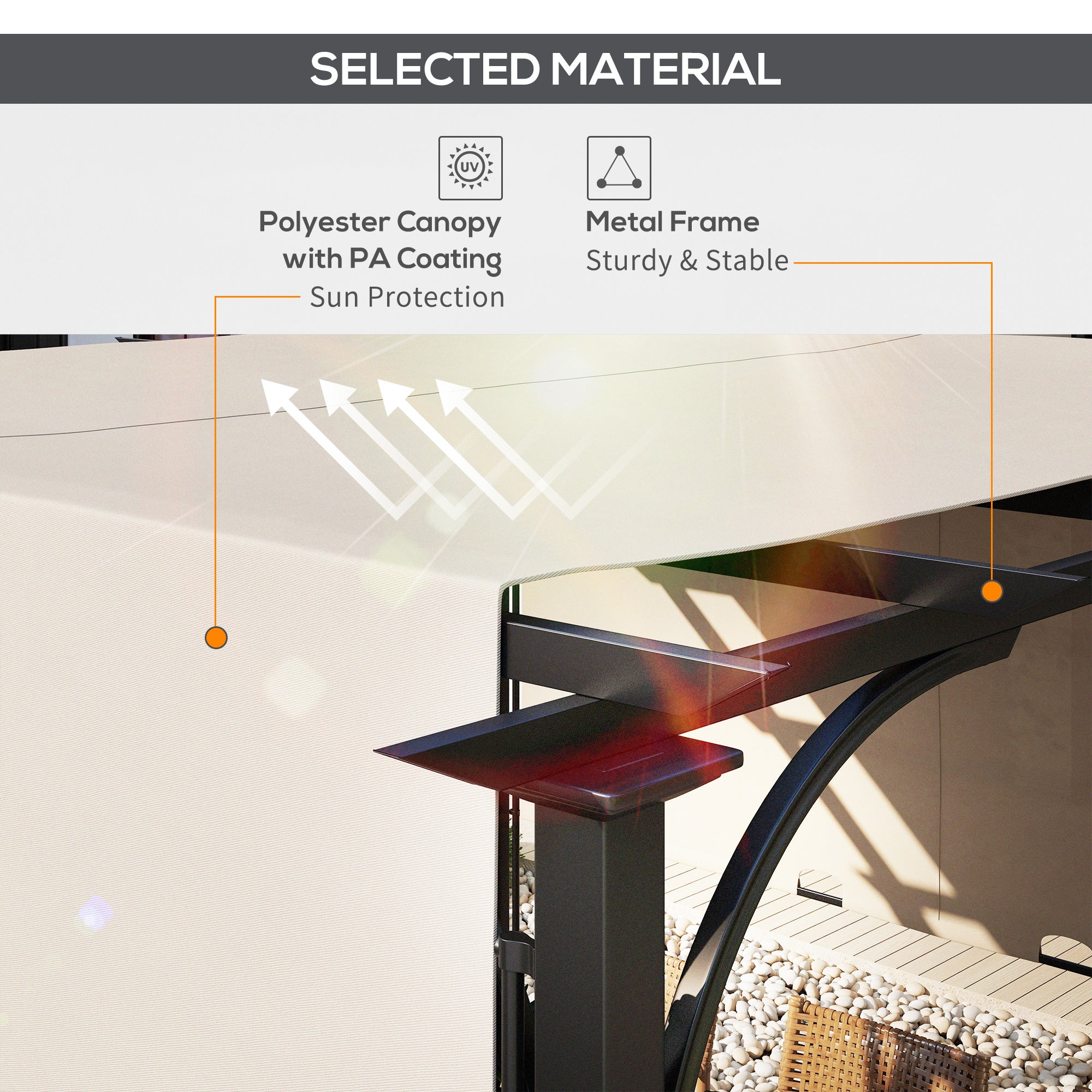 Outsunny Beige 10'x10' Outdoor Pergola Patio Gazebo Retractable Canopy Sun Shelter Steel Frame