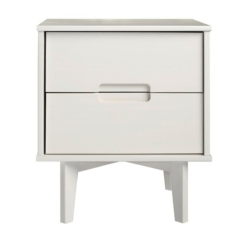 FarmHouse 2 Drawer Solid Wood Nightstand White - Free Shipping