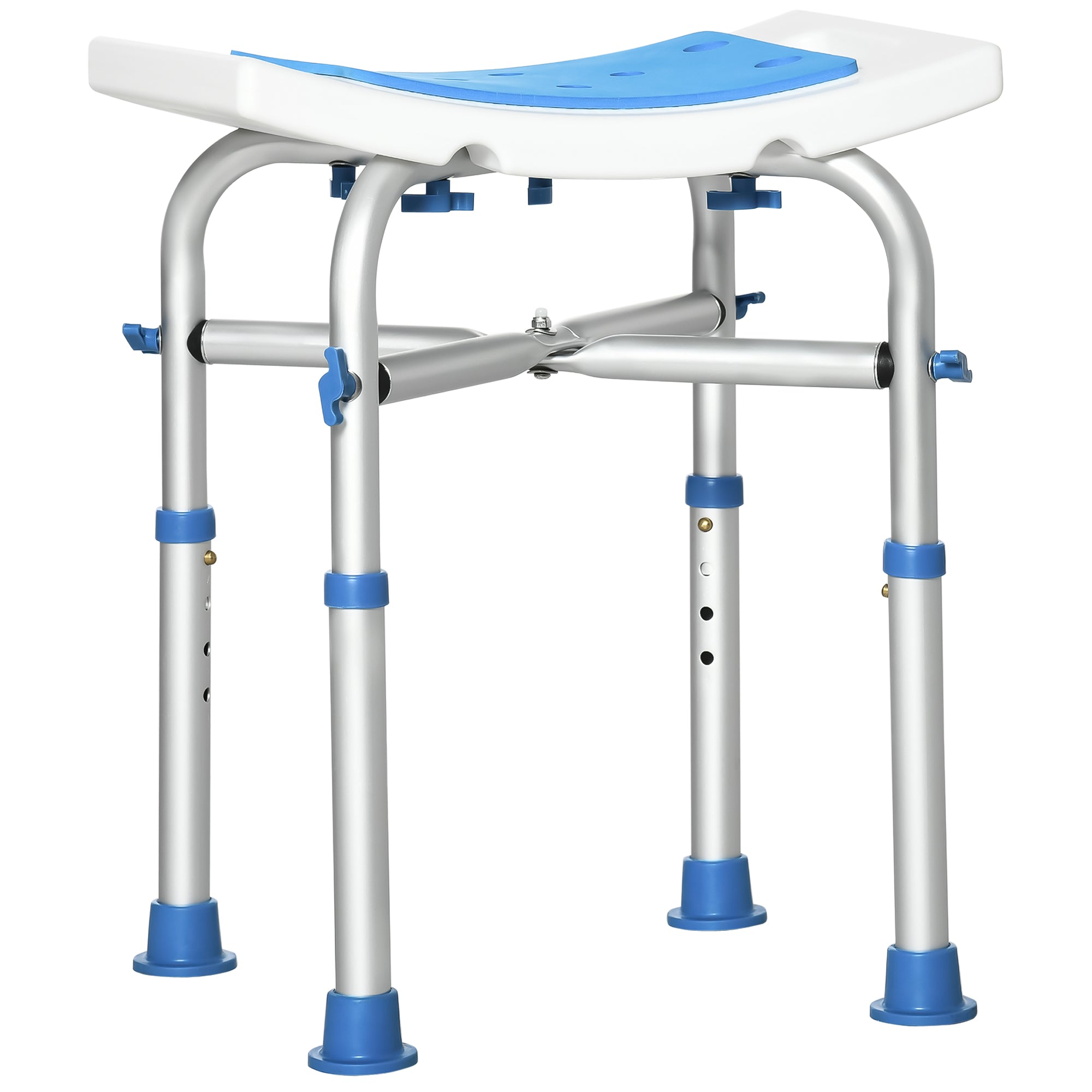 HOMCOM Adjustable Shower Chair: Aluminum EVA Padded Bath Seat with Suction Cup Feet, 330lbs Capacity