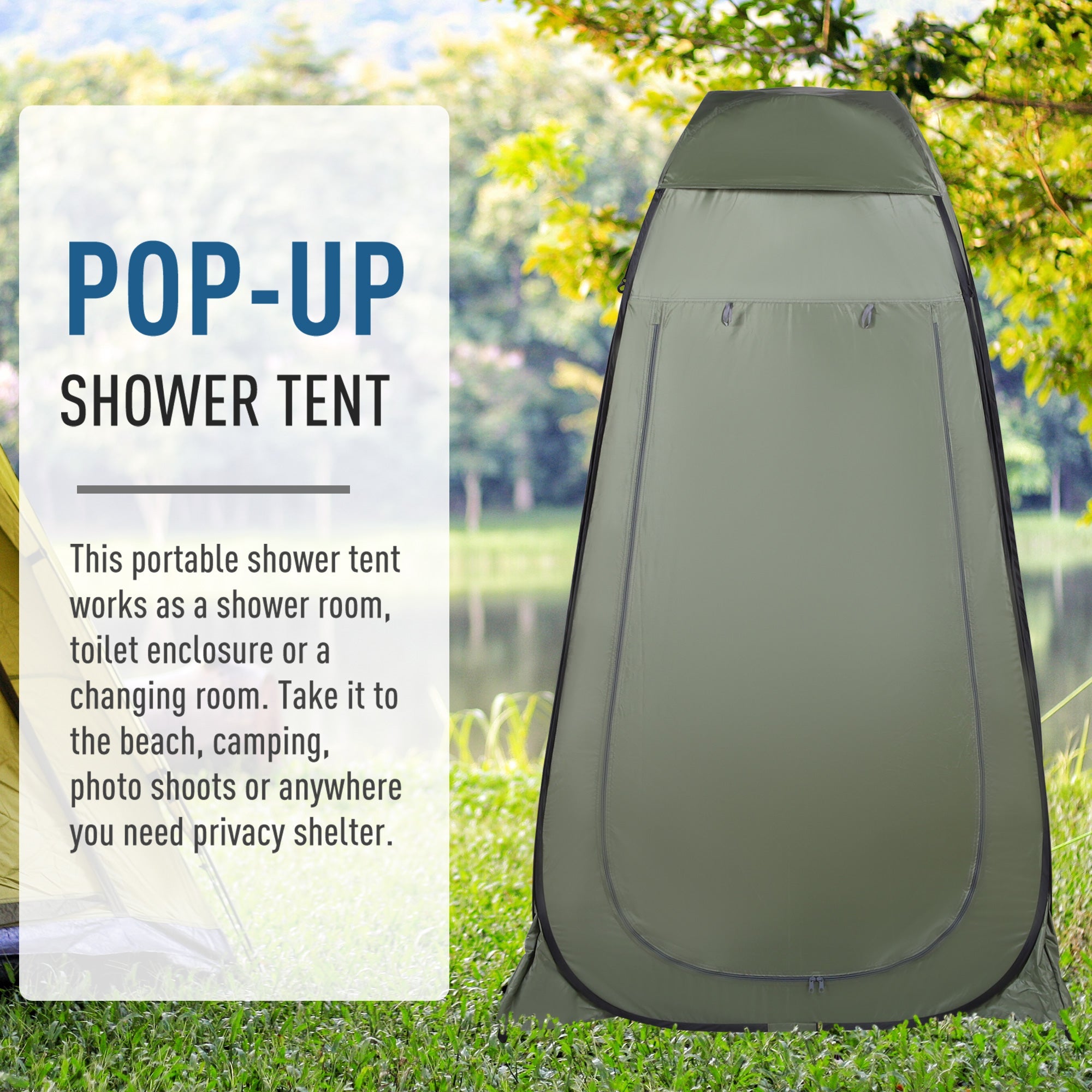 Outsunny Portable Pop Up Shower Tent Privacy Changing Room for Outdoor Dressing Fishing with Carry Bag Green