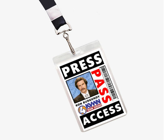 Anchorman Movie Ron Burgundy Press Pass Lanyard ID