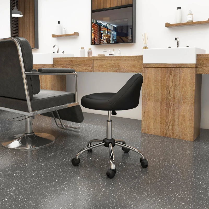 Salon Stool, Adjustable Rolling Stool, Black