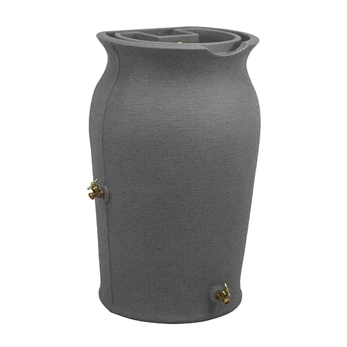 Dark Grey Granite 50-Gallon Plastic Urn Rain Barrel with Planter Top - Free Shipping