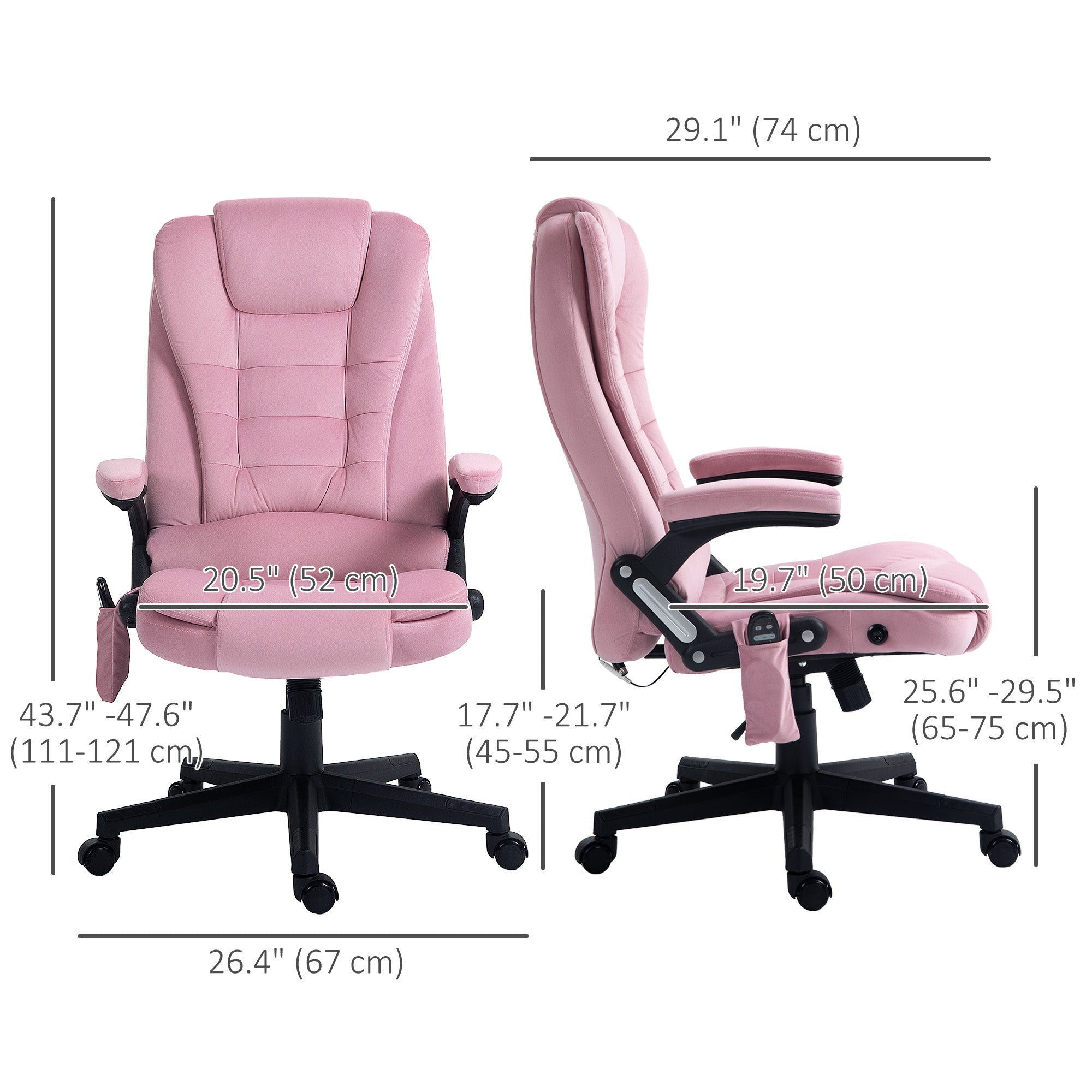 Vinsetto 6 Point Vibrating Massage Office Chair High Back Executive Chair with Reclining Back, Swivel Wheels, Pink