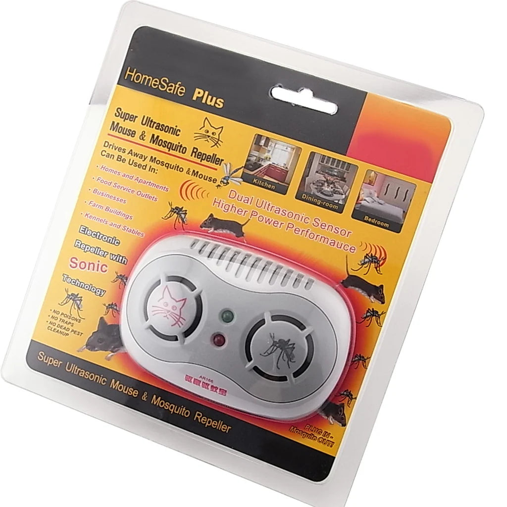 2-in-1 Ultrasonic Mouse & Mosquito Repeller – 110V Electronic Indoor Pest Repellent