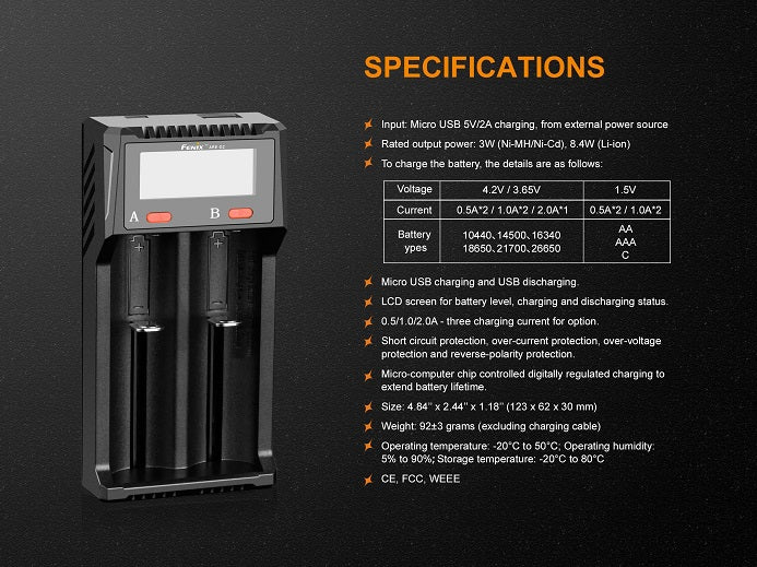 Fenix ARE-D2 Dual Bay Smart Battery Charger