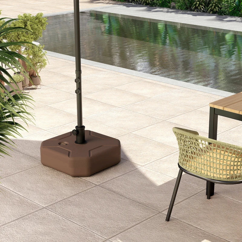 Square Patio Umbrella Base Holder, Outdoor Umbrella Stand, 17.7" L x 17.7" W x 9.8" H Brown