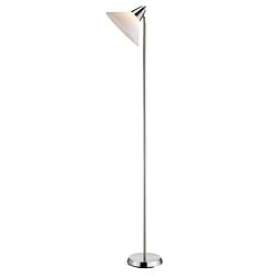 Contemporary Swivel Floor Lamp with Bowl Shade in Satin Steel Finish - Free Shipping