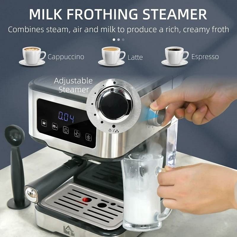 Home Kitchen Coffee Latte Cappuccino Espresso Machine with Milk Frother Wand - Free Shipping