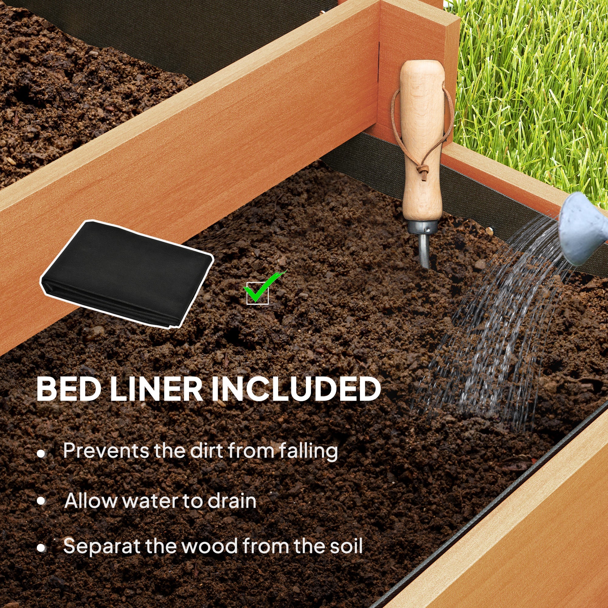 Outsunny Wooden Elevated Planter Box with Trellis for Climbing Plants, 3 Tier Raised Garden Bed for Garden, Outdoor, Brown