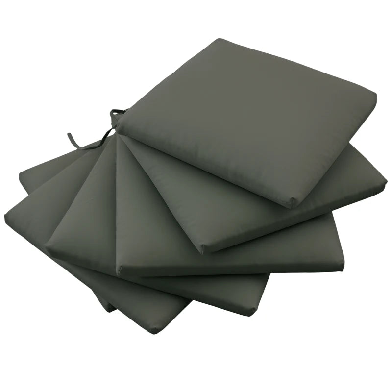 6-Piece Seat Cushion Pillows Replacement, Patio Chair Cushions Set with Ties for Indoor Outdoor, Charcoal Grey