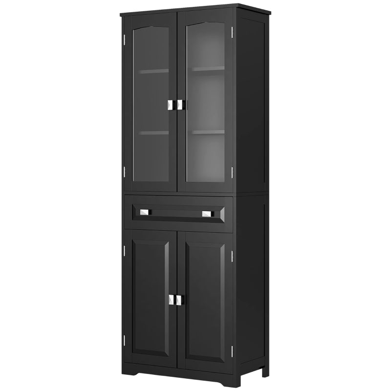 63" 4-Door Kitchen Pantry Cabinet, Freestanding Storage Cabinet Cupboard with Adjustable Shelves, Black
