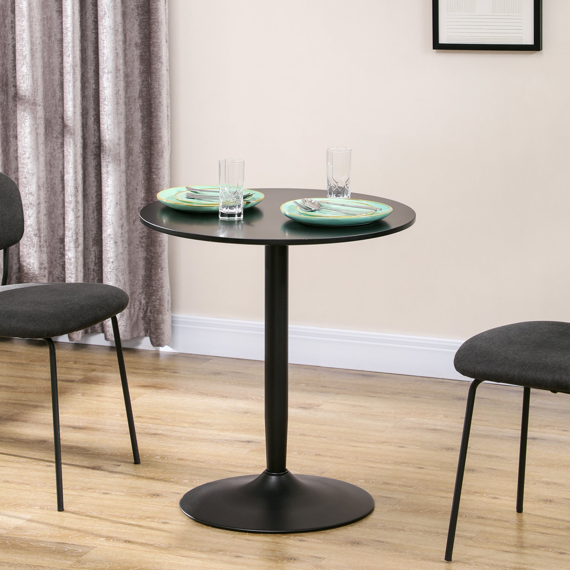 HOMCOM Modern Round Dining Table Steel Base Black for Living Dining Room Contemporary