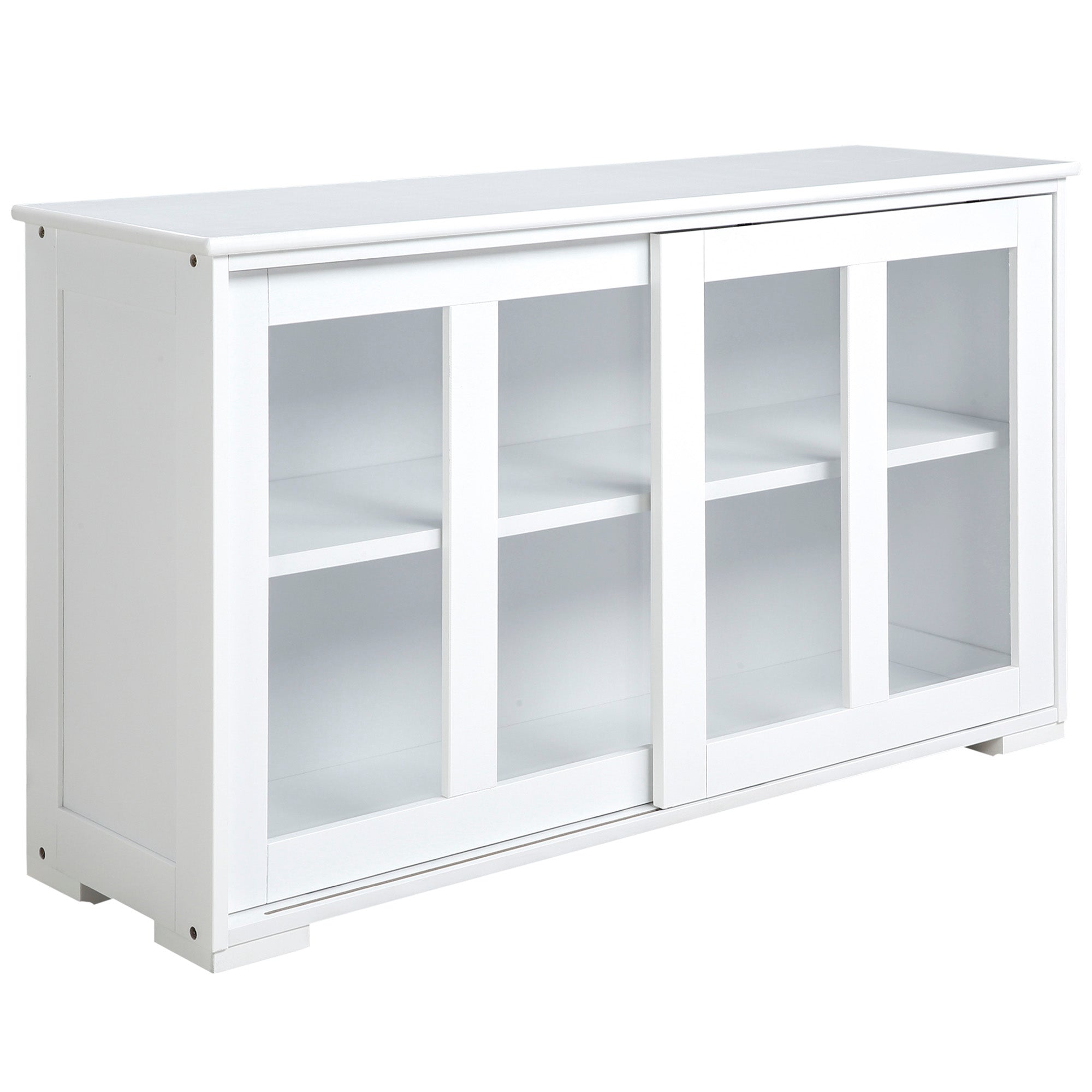 HOMCOM Modern Stackable Cabinet: Kitchen Sideboard Bar Cabinet, Glass Door Console, Cupboard Serving Buffet, Sleek White