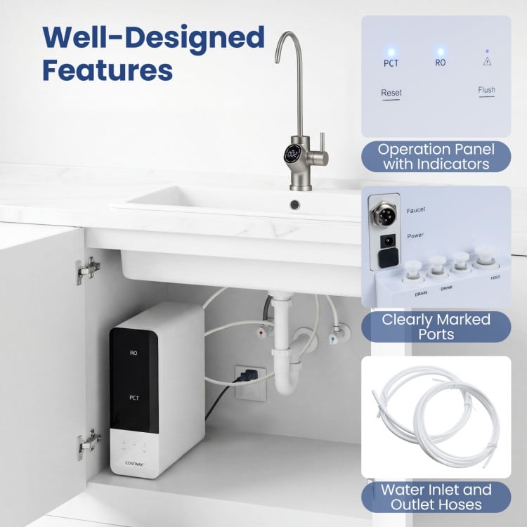 AW-RB05 Alkaline PH+ Reverse Osmosis Water Filter 800 GPD Tankless Under-Sink RO System