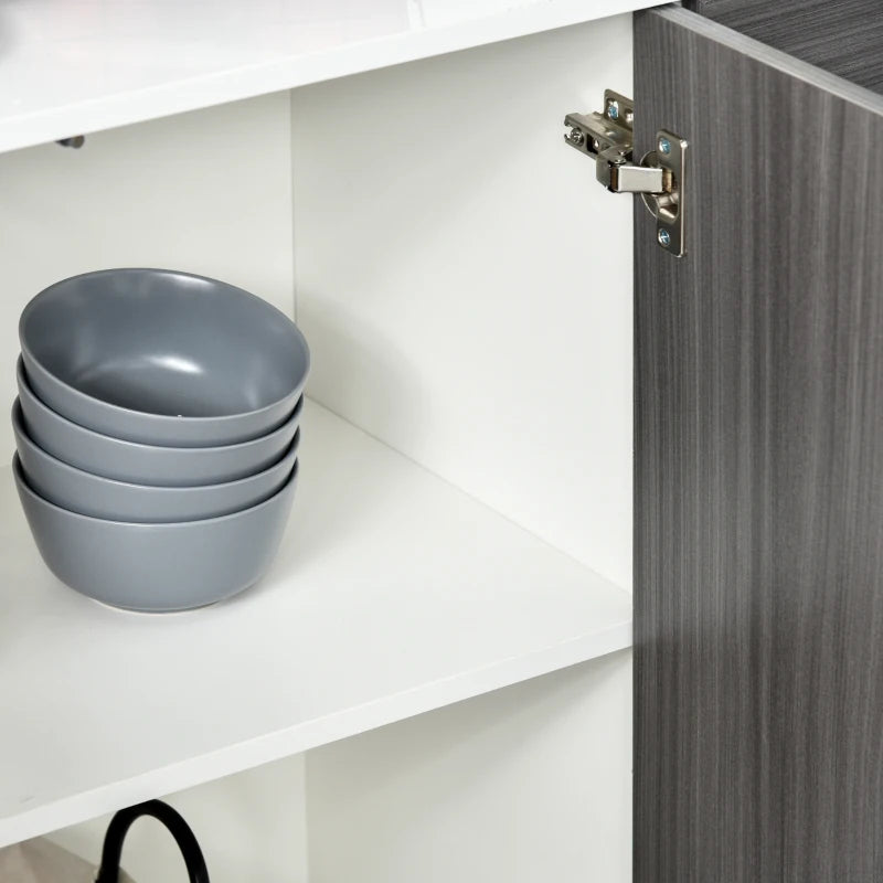 Kitchen Sideboard Storage Cabinet, Modern Coffee Bar with Push-Open Design and 2 Drawers for Living Room, Light Grey