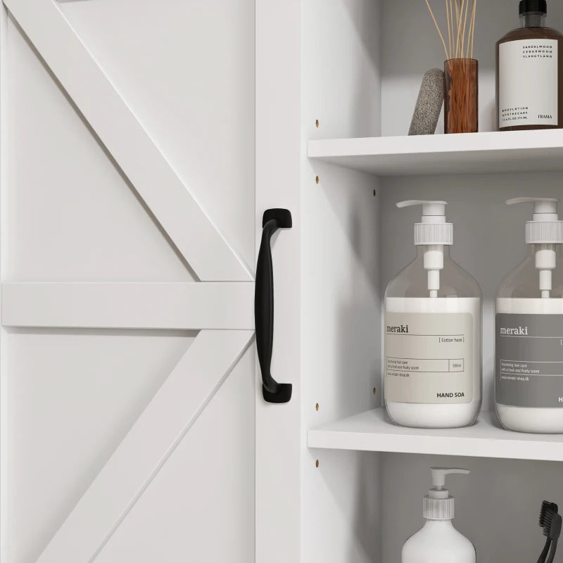 Bathroom Medicine Cabinet, Wall Cabinet with Sliding Door and Adjustable Shelf, 22.8" x 7.8" x 24.4", White