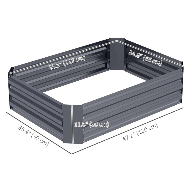 Galvanized Raised Garden Bed, 4' x 3' x 1' Outdoor Metal Planter Box, Raised Bed for Growing Flowers Herbs, Dark Grey
