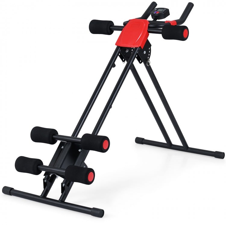 Ab Workout Equipment Foldable Abdominal Trainer Adjustable Ab Machine-Black
