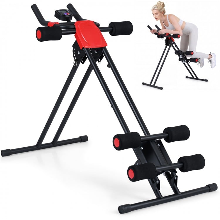 Ab Workout Equipment Foldable Abdominal Trainer Adjustable Ab Machine-Black