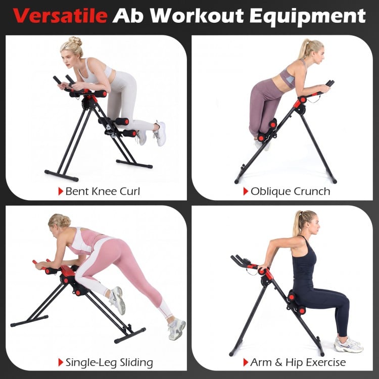 Ab Workout Equipment Foldable Abdominal Trainer Adjustable Ab Machine-Black