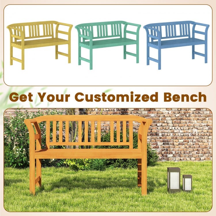 Acacia Wood 2-Person Patio Loveseat with Backrest and Armrests