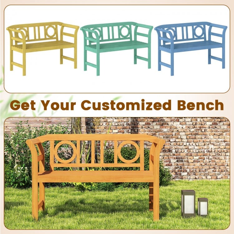 Acacia Wood 2-Person Patio Loveseat with Backrest and Armrests for Backyard