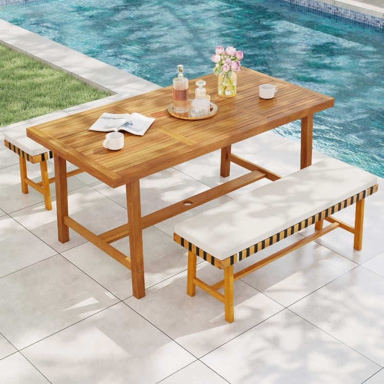 Acacia Wood Dining Table for 6 People Heavy-Duty Indoor Outdoor