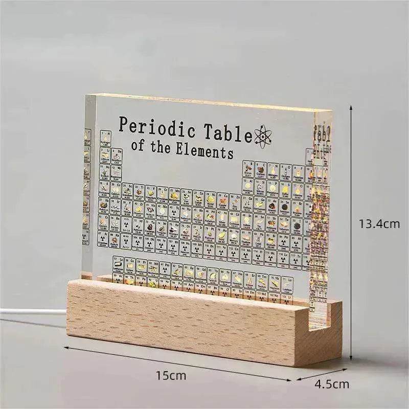 Acrylic Periodic Table: Real Element Samples + Light Base