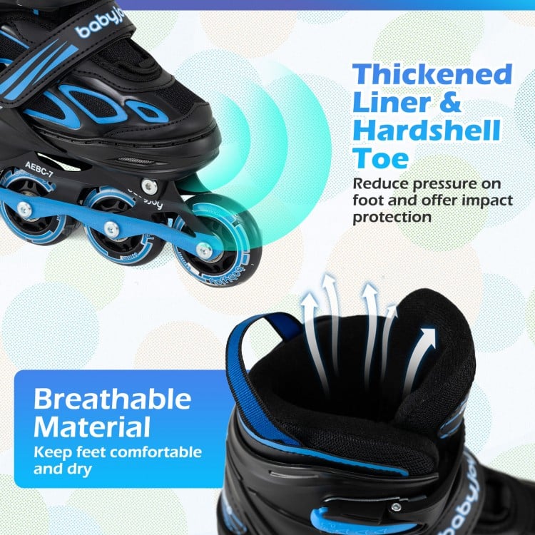 Adjustable Kids' Incline Skates for Boys Girls Ages 5-14-Blue