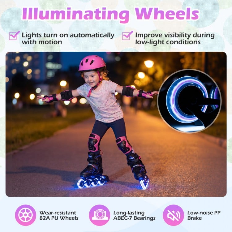 Adjustable Kids' Incline Skates for Boys Girls Ages 5-14-Purple