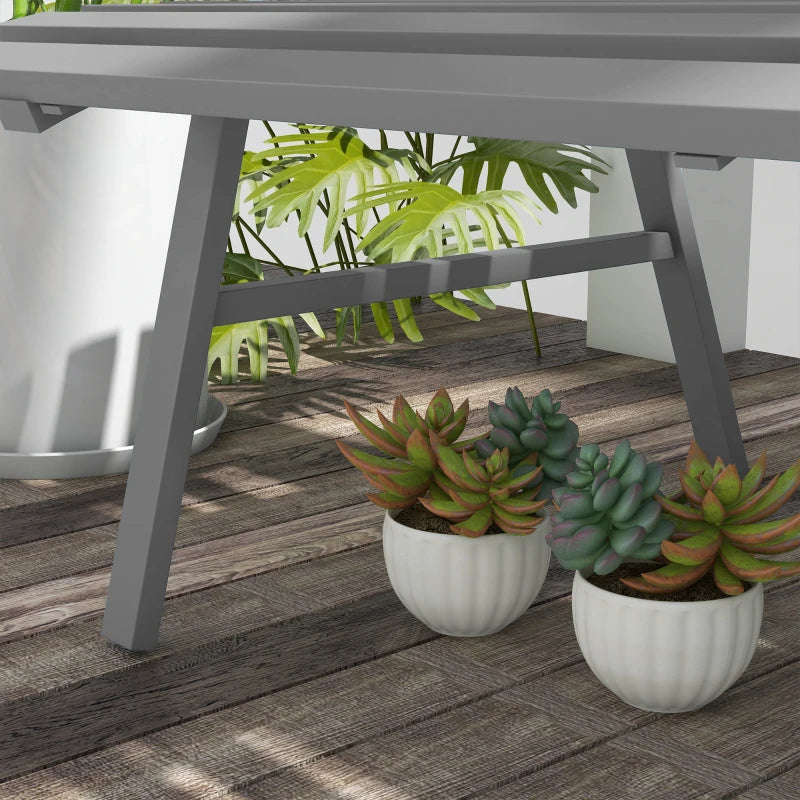 Outdoor Bench Patio Bench, Aluminum Lightweight Park Bench with Slatted Seat for Lawn, Park, Deck, Grey