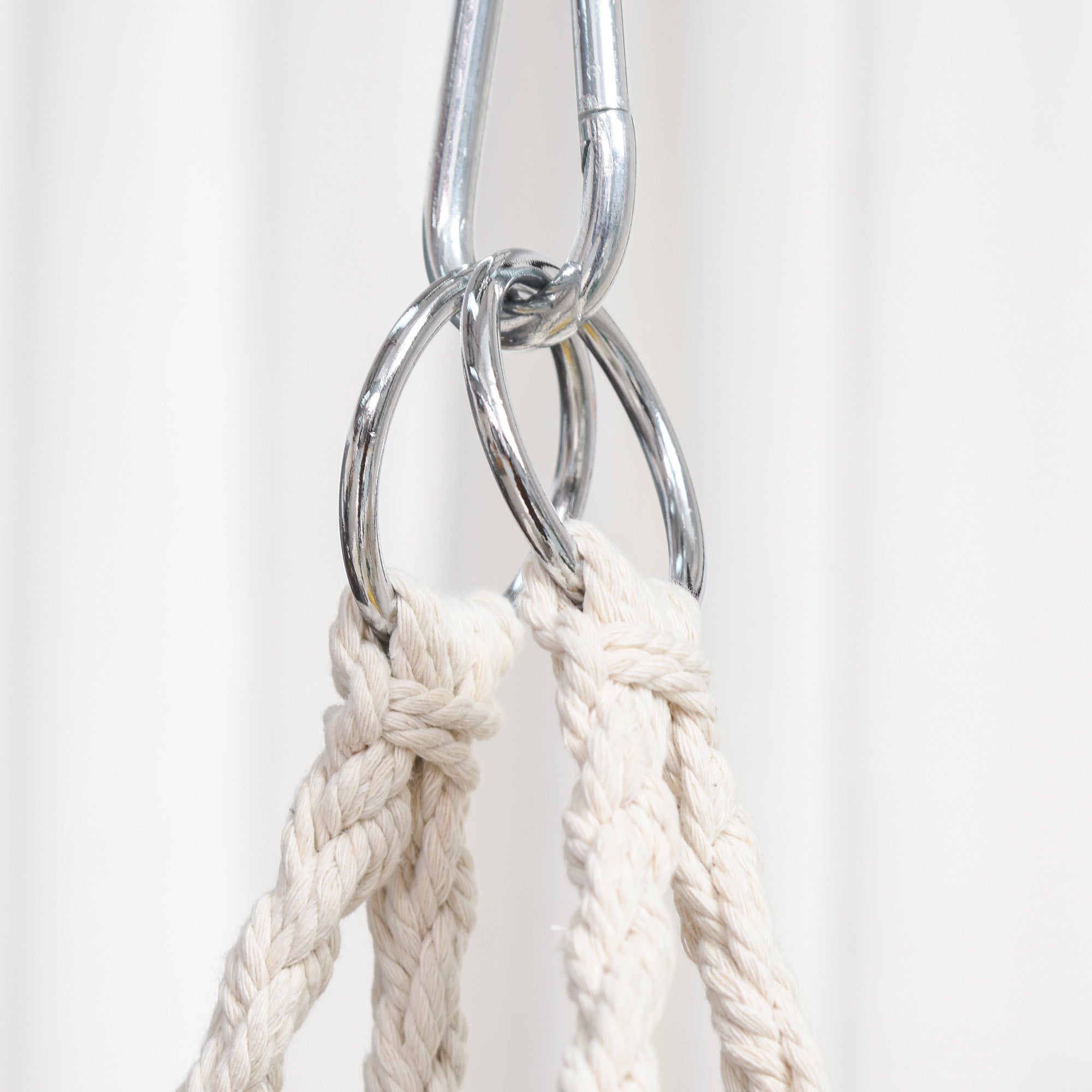 Outsunny Cotton Rope Hanging Hammock Chair Swing with Cushion Metal Frame for Patio Garden Cream White