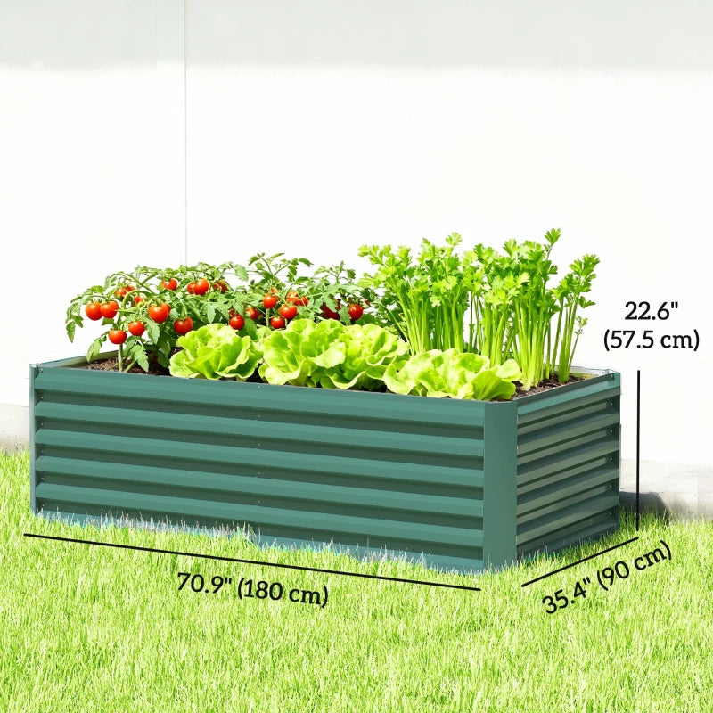 6' x 3' x 2' Raised Garden Bed, Galvanized Planter Box for Growing Flowers, Herbs and Vegetables, Dark Green