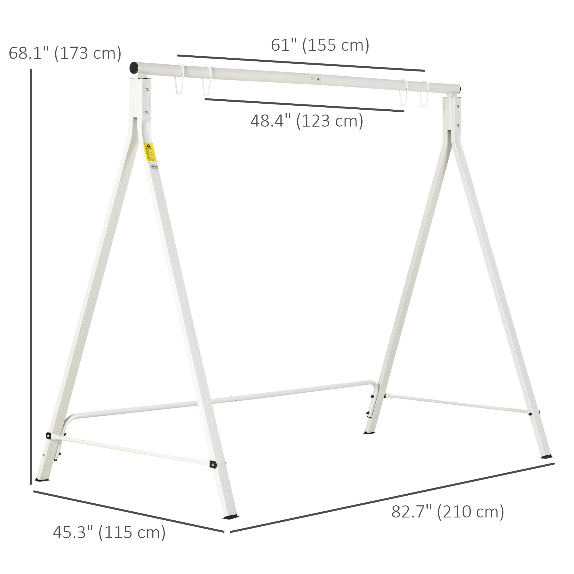 Outsunny Metal Swing Stand Swing Frame, Hanging Chair Stand Only, 528 LBS Weight Capacity, for Backyard, Patio, Lawn, White