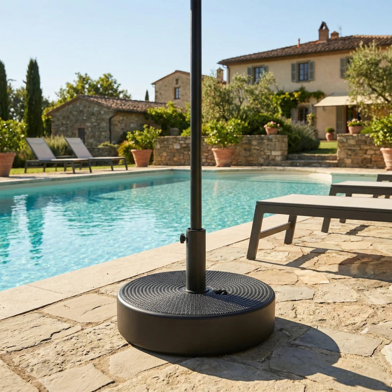 Patio Umbrella Base 33 lbs Water or 42 lbs Sand Filled, Outdoor Umbrella Stand for 1.5"/1.9" Poles Black